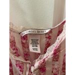 Victoria's Secret  Lace Trim Button Up Cami Tank Top S PINK FLORAL SRTIP Photo 3