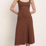 Vince  Cotton Brown Sweetheart Neck Midi Ribbed Tank Dress Size Large NWT $245 Photo 0