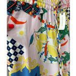 Anthropologie  Maeve Colorful Straight-Leg Pull-On Silk Pants Size‎ Medium Photo 9