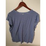 Columbia Womens Size L Top Activewear Blue White Striped V-neck Athletic Top Photo 2