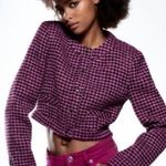 ZARA textured cropped blazer  Size Medium Photo 0