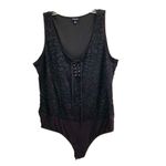 Torrid Black Lace Corset Seamed Lace Up Stretchy Tank Bodysuit 1X Photo 2