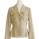 Tahari ASL Blazer Jacket Khaki Cream Tan Button Front Professional Blazer Size 8 Photo 0