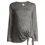 Time & Tru NWT  Maternity Long Sleeve Stretchy Gray Side Tie T-Shirt SZ Small Photo 4