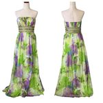 Camille La Vie  Silk Watercolor Strapless Maxi Dress Photo 1