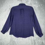 Lands' End Lands End Shirt Womens 10 Navy Blue Polka Dot Button Up Blouse Preppy Feminine Photo 2