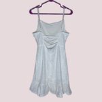 NWOT White Sequin Spaghetti Strap Lace Up Ruffle Hem Bodycon Dress Photo 5