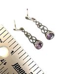 Sterling Silver Artisan “MG” Amethyst Celtic Knot Earrings Photo 7