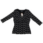 Y2K Top Eyelet Mesh Floral Shirt Whimsigoth Fairy Grunge Women's Size Small NWT Black Photo 1