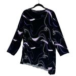 Susan Lawrence Vintage Y2K Black Abstract Print Sharkbite Asymmetric Top Size 1X Photo 1