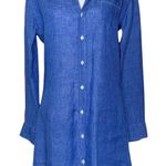 Frank & Eileen Murphy Blue Italian Classic Linen Shirtdress Size M Photo 0