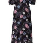 Nicholas Black Floral Silk Square Neck Smocked Maxi Dress Size 0 Photo 3
