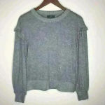 Tahari  Gray Heather Ruffle Sleeve light weight sweater Sz‎ S Photo 1
