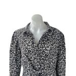 Topshop  Black Floral Button Collared Bow Front Long Sleeve Mini Shirt Dress Sz 8 Photo 1