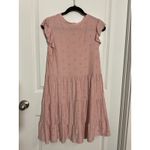 Womens Dusty Rose Pink Swiss Dot Tiered Babydoll Dress Ruffled Boho Large V Photo 3