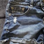 American Eagle Shortie‎ Denim Jean Shorts Cuffed Distressed Size 2 Blue Photo 2
