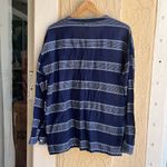 Old Navy  Button Through Long Sleeve Tunic in Navy and White Stripe Size Medium Photo 2