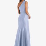 Alfred Sung  Bow One-Shoulder Satin Trumpet Gown Sky Blue size 4 Photo 2