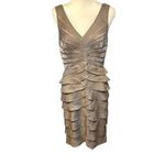 Adrianna Papell  Occasions Bronze Shutter Pleat Dress  & Jacket Sz 8 Photo 4