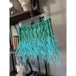retrofete Tai Feather Sequin Mini Skirt Sea Foam Womens Size Small Green Photo 7