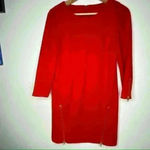 J.Crew 𝅺 Red 3/4 Sleeve Double-Zip Shift Dress Holidays Christmas Photo 2