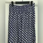 Sim and Sam Navy Medallion Elastic Waist Flowy Wide Leg Pants Size Small White Photo 2