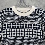 Loft  Sweater Womens Small Black White Geometric Print Crew Neck Long Sleeve Knit Photo 3