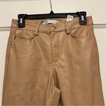 ZARA Beige Faux Leather Pants Straight Leg Midrise Size 2 NWT Photo 2