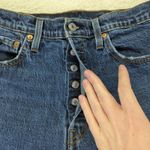 Levi's  501S Skinny Women's 32 Jeans W32 L28‎ Blue Distressed Button Fly Raw Hem Photo 5