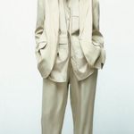 ZARA Satin Blazer Size Medium Pistachio Green 2010/734 Oversized Boyfriend Photo 0