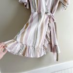 Privacy Please Privacy‎ Please May Mini Wrap Dress in Multi Stripe Pink & Tan, Size Medium Photo 7