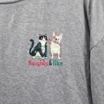 Gray Christmas Dog Cat Holiday Festival Relaxed Naughty Nice Print Top Medium Photo 3