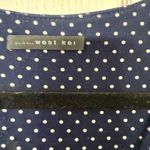 West Kei  Blue Polka Dot Wrap Front Roll Tab Sleeve Sz XL Womens High-low Blouse Photo 5
