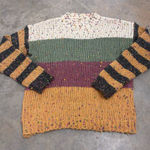 JODIFL  Knit Sweater Women’s Oversized Small Yellow Cream Colorblock Fall Cozy Photo 0