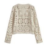 NWT Commense Cream Ivory Floral Crochet Cropped Cardigan Size Small Photo 2