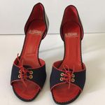 Moschino Navy Blue And Red Heels Size 8.5 Photo 0