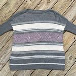 Sonoma Women's Grey White And Purple Striped Pullover Sweater Size XS. NEW Photo 0