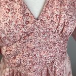 American Eagle AE Pink Ruffled Tiered Midi Dress with Puff Sleeves Photo 9