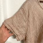 Flax  Womens Shirt Tunic Beige Tan Short Sleeve Diamond Pattern Size Large Photo 4