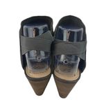 Vince Camuto * Peep Toe Heels Womens 8.5 Gray Leather Casual Travel Resortwear Photo 4