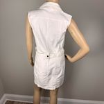 H&M Divided White Denim Moto Zip Buckle‎ Strap Bodycon Dress Sz 8 Biker Party Photo 7