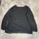 Dress Barn  Blouse Sheer Metallic Dot Long Sleeve Top Black Party L‎ Photo 5