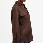 Madewell  Utility Long Sleeve Popover Shirt Dark Carob Stretch Cotton XS NWT Photo 1