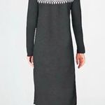 J. JIll Fair Isle Grey Nordic Long Sleeve Knit Midi Sweater Dress Size Small Gray Photo 3