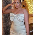 House Of CB  Ariella Satin Crystal Embellished Bow Dress in Ivory Size Large Photo 1