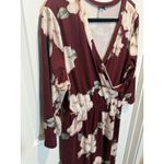 Maroon Floral Dress XL Zattcus 3/4 Sleeve Long V Photo 1