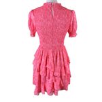 Olivaceous  Pink Smocked Ruffle Mini Dress Short Sleeve Tiered Medium Photo 3