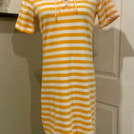 Talbots T by  Lace Up Dress Size XS Yellow Ace Stripe Vacation Preppy Nautical Photo 0