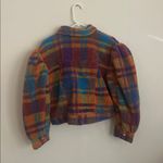 Celiab Assunta Plaid Colorful Check Teddy Jacket New XS Orange Photo 9