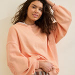 Aerie  Keep It Light Crochet Crew Neck Sweatshirt Small Photo 0